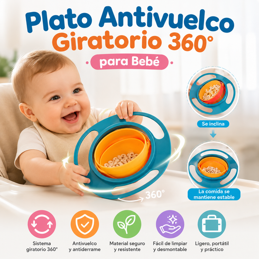 Plato Antivuelco Giratorio Bebe 360