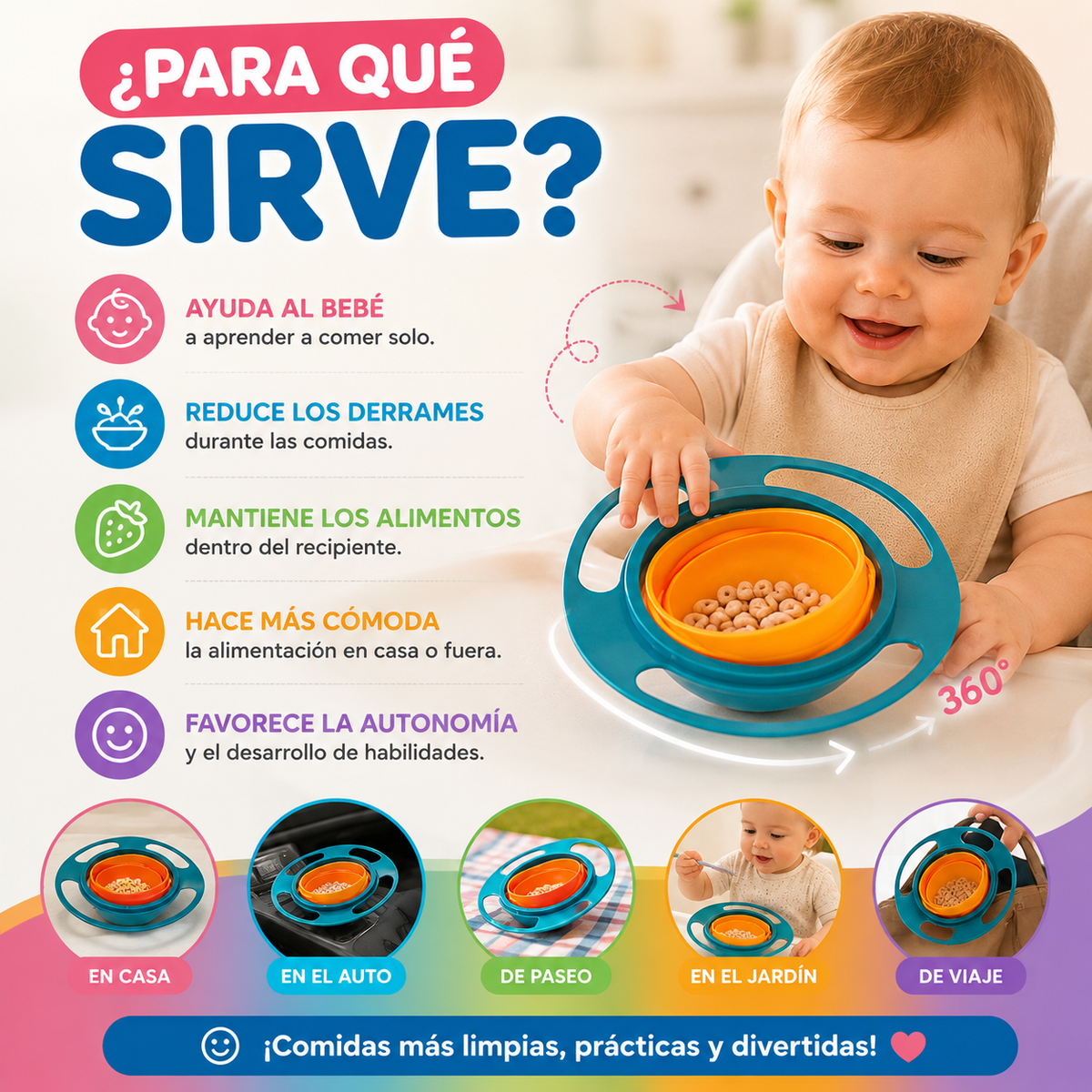 Plato Antivuelco Giratorio Bebe 360
