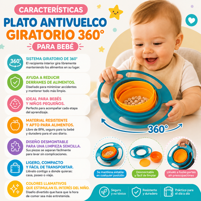Plato Antivuelco Giratorio Bebe 360