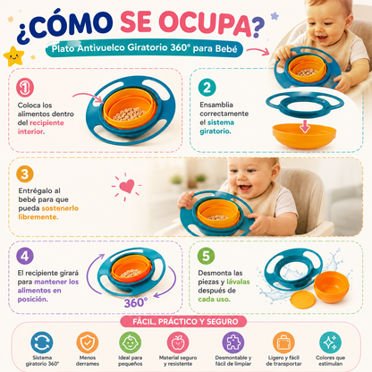 Plato Antivuelco Giratorio Bebe 360