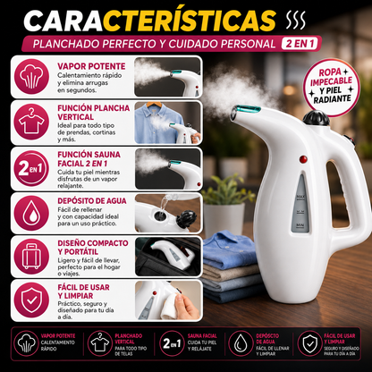 PLANCHA A VAPOR PARA ROPA Y SAUNA FACIAL