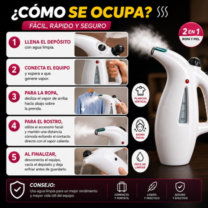 PLANCHA A VAPOR PARA ROPA Y SAUNA FACIAL