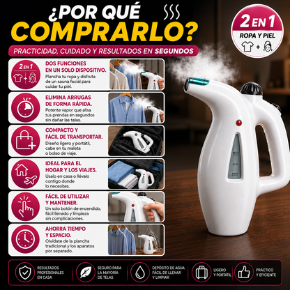 PLANCHA A VAPOR PARA ROPA Y SAUNA FACIAL
