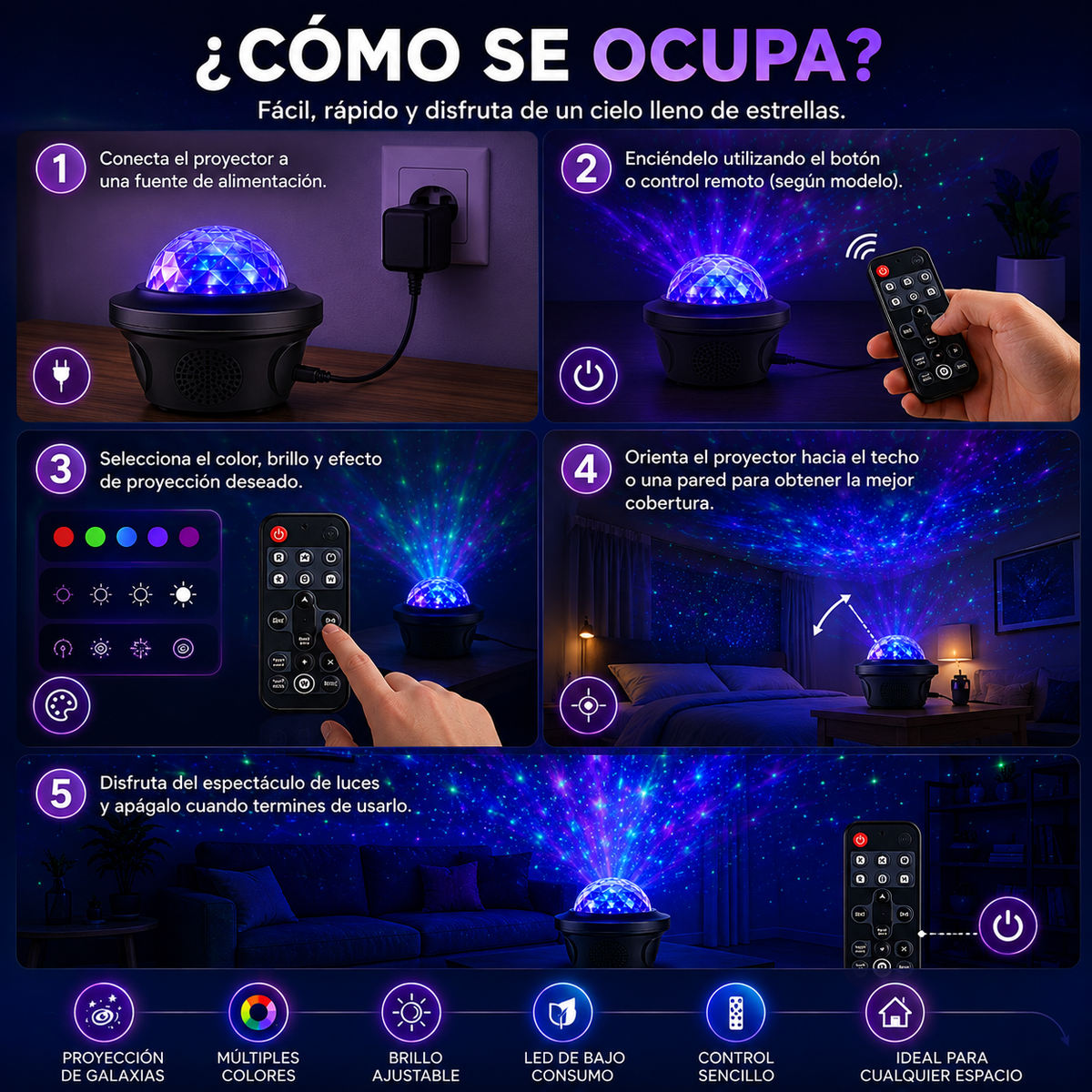 Proyector LED Star Galaxy Luz Nocturna