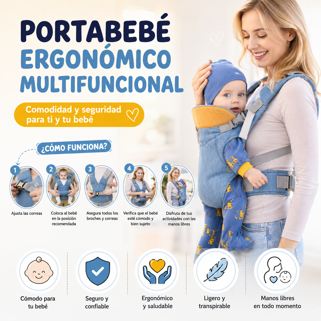 🍼 Portabebé Ergonómico Multifuncional