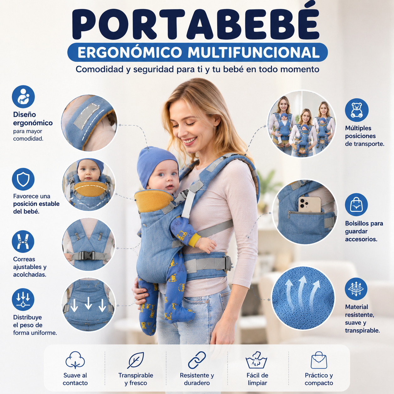 🍼 Portabebé Ergonómico Multifuncional