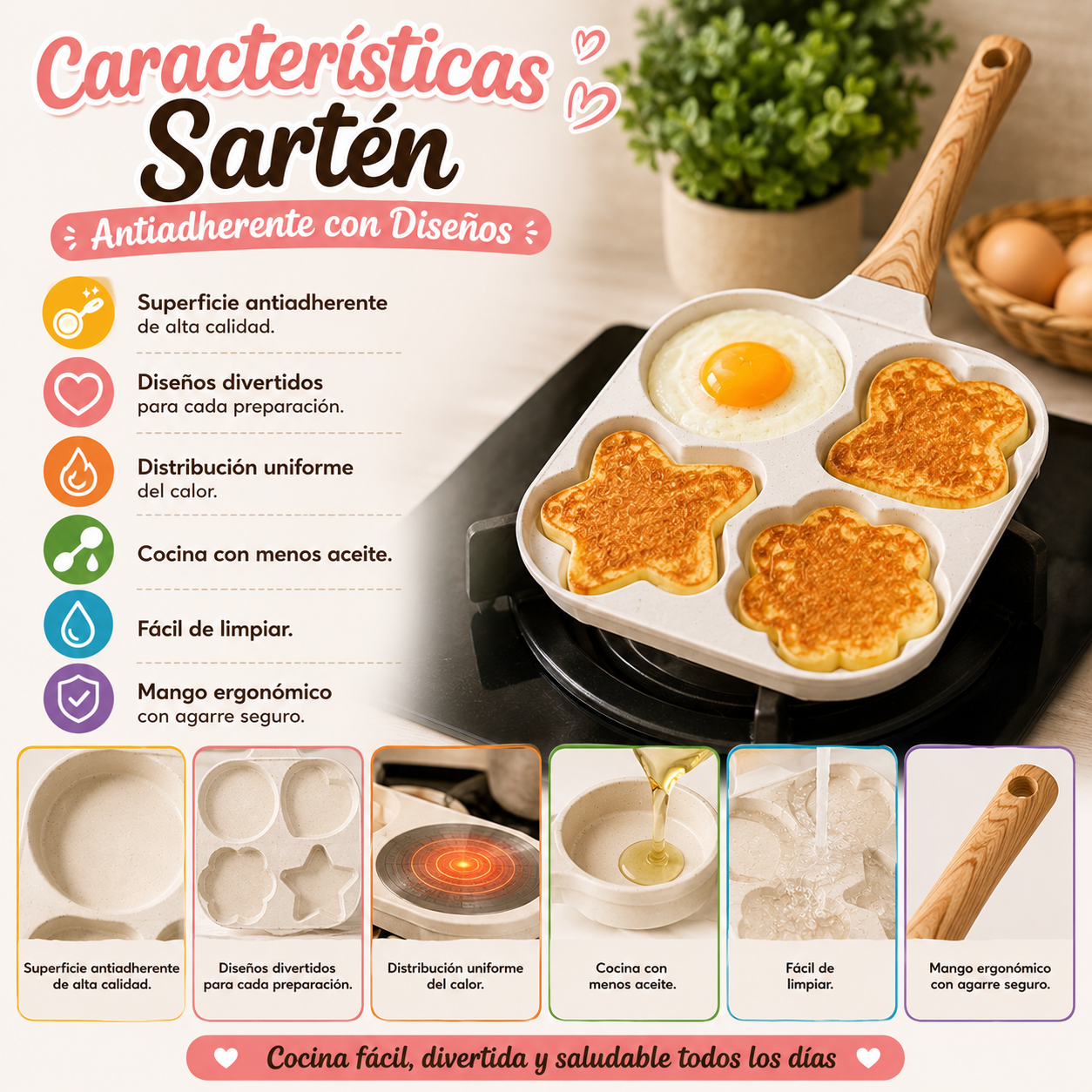🍳 Sartén Antiadherente con Diseños