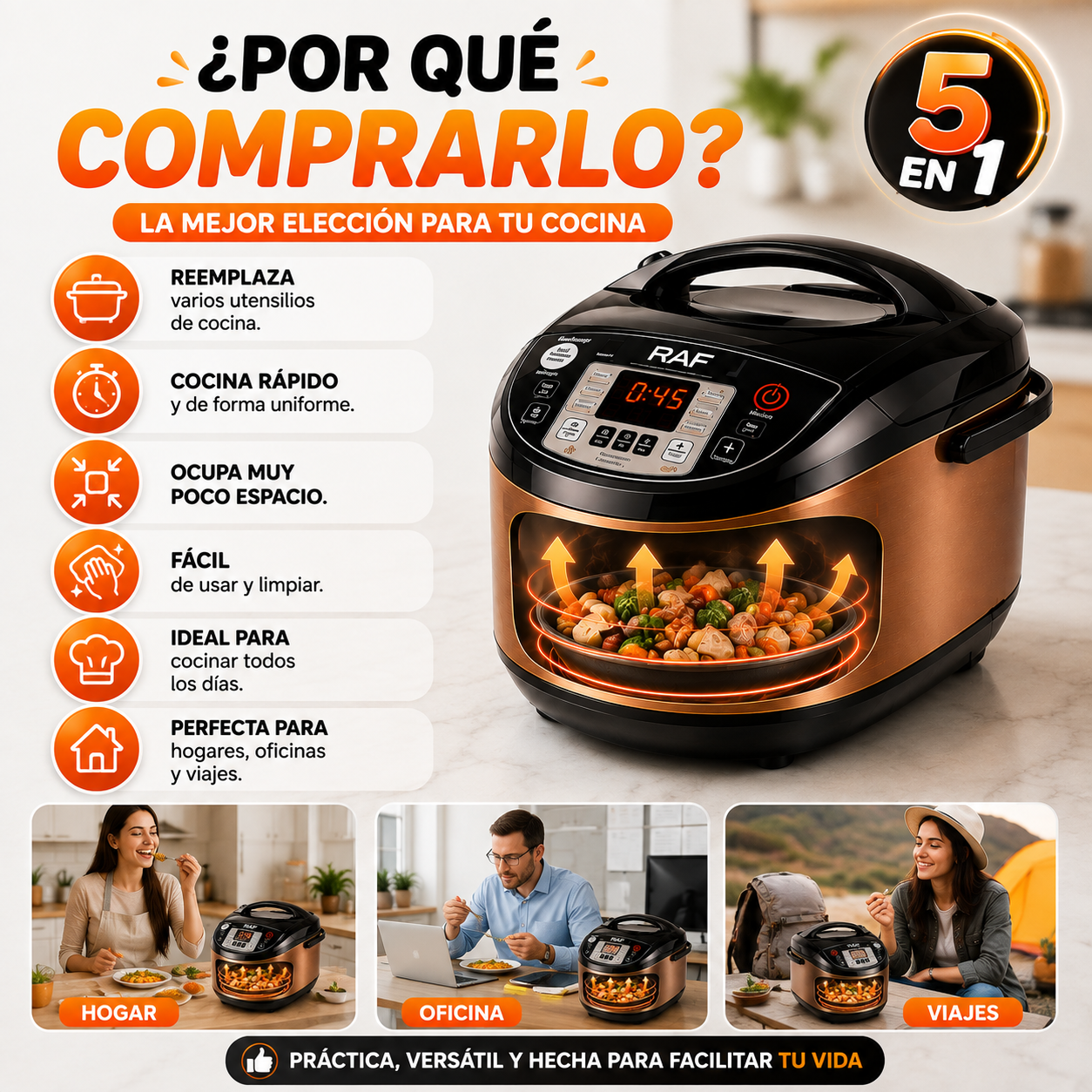 🍲 Olla Eléctrica Multifuncional 5 en 1