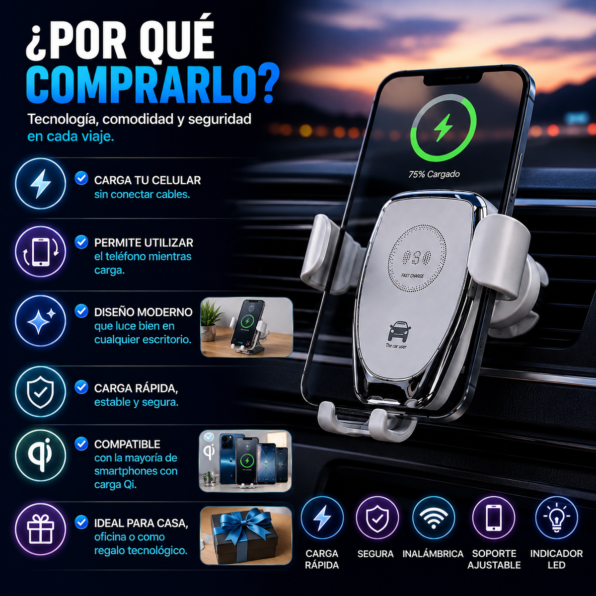 Cargador Inalámbrico con Soporte