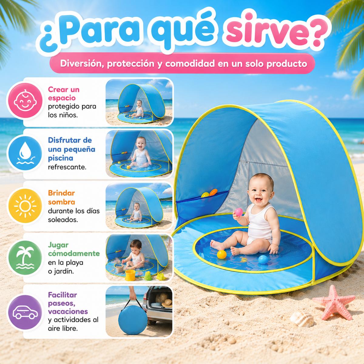 ☀️ Carpa de Playa con Piscina Pop Up