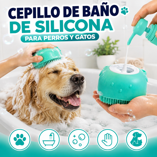 🛁 Cepillo de Baño de Silicona para Perros y Gatos