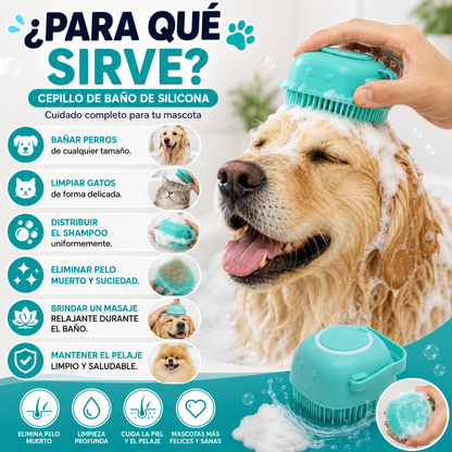 🛁 Cepillo de Baño de Silicona para Perros y Gatos