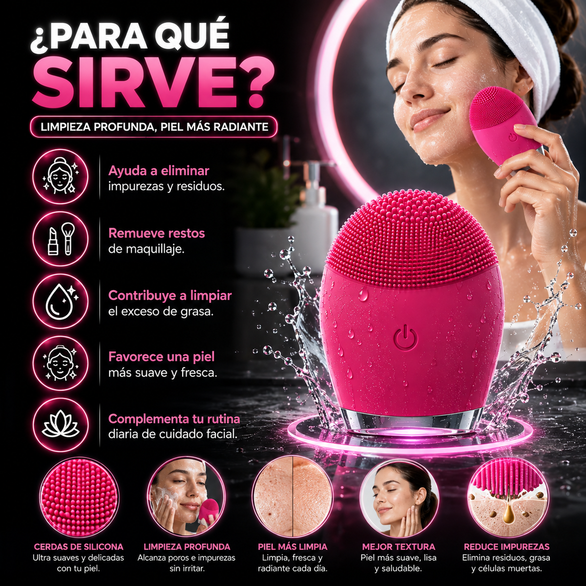💆‍♀️ Cepillo Eléctrico de Silicona Facial