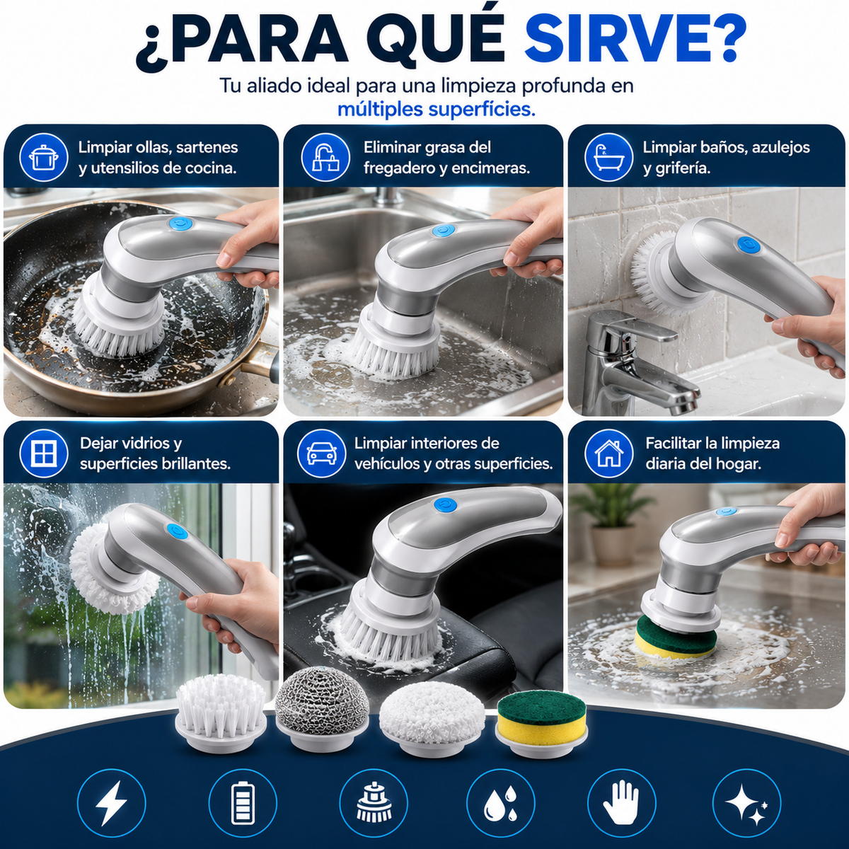 Cepillo de Limpieza Cocina Portátil Recargable