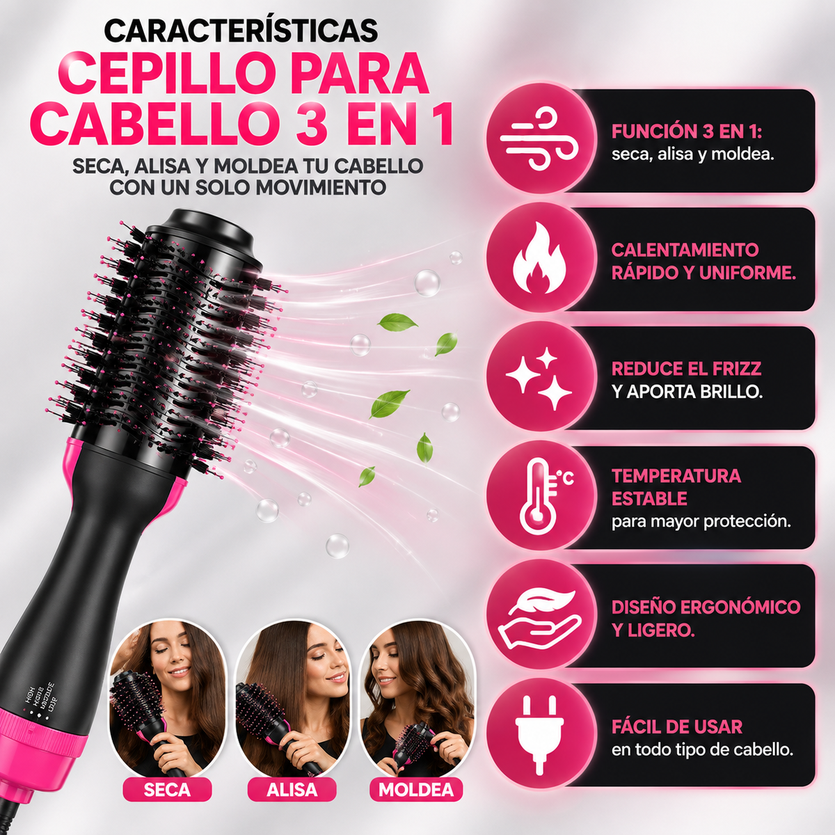 💇 Cepillo para Cabello 3 en 1