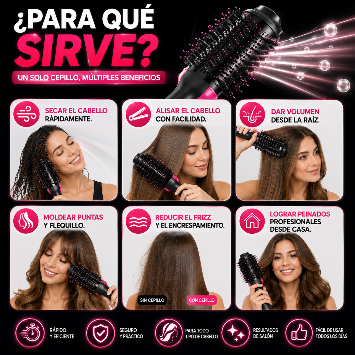 💇 Cepillo para Cabello 3 en 1