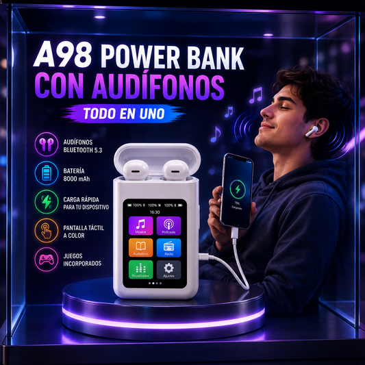 AUDIFONOS A98 POWER BANK PANTALLA TÁCTIL