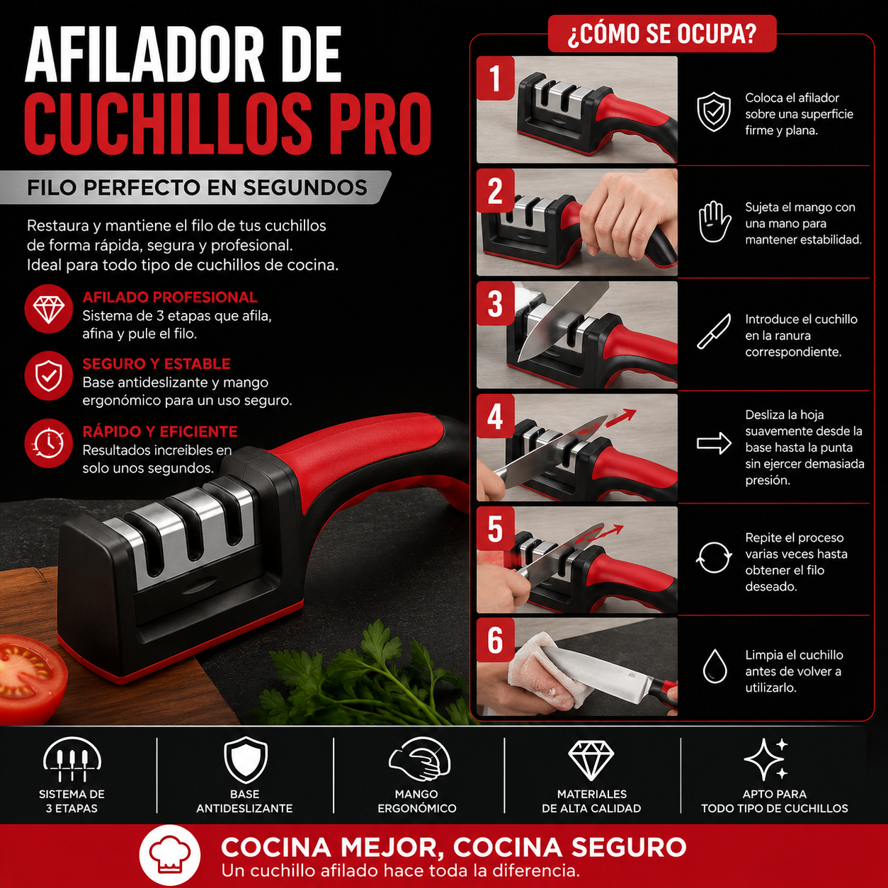 Afilador de Cuchillos Pro