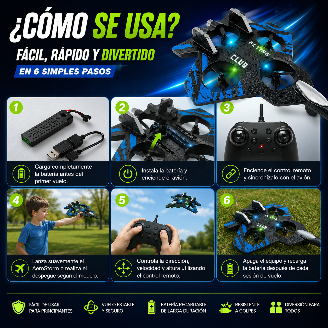AeroStorm - Avión drone Control Remoto