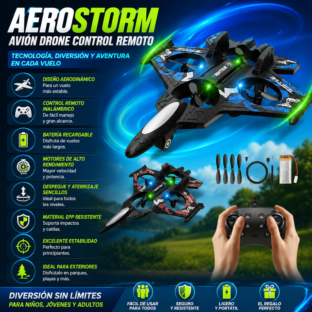 AeroStorm - Avión drone Control Remoto