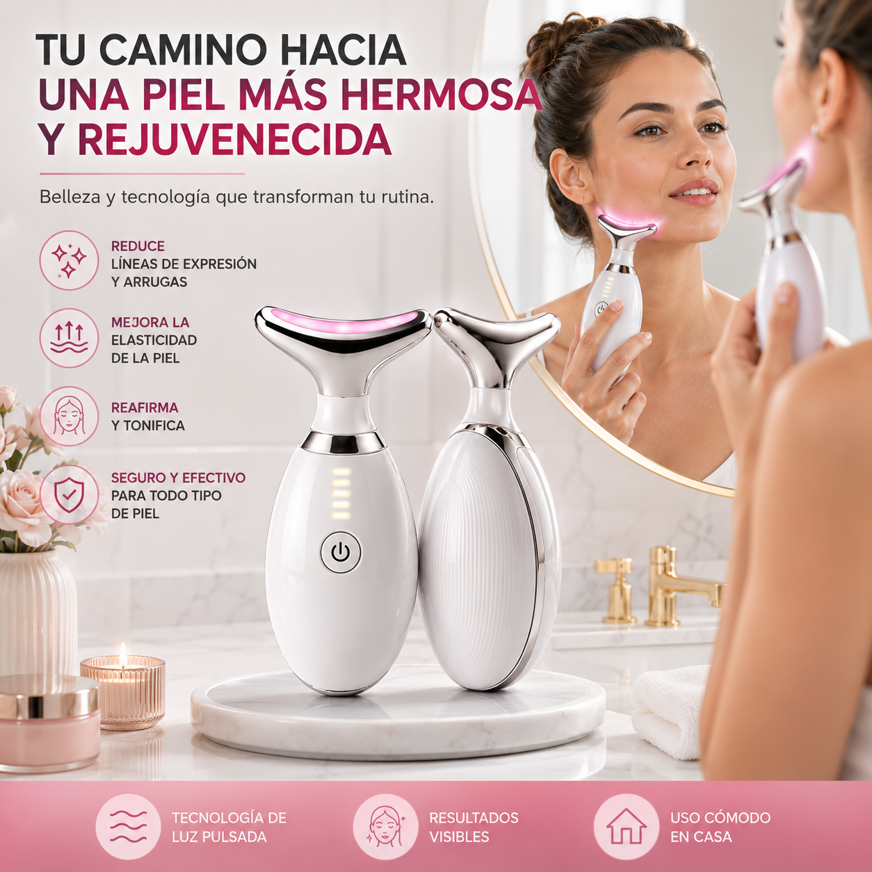 💫 ✨ Rejuvenecedor Facial y de Cuello con Tecnología de Luz Pulsada 💫 ✨ + ENVÍO GRATIS 🚚
