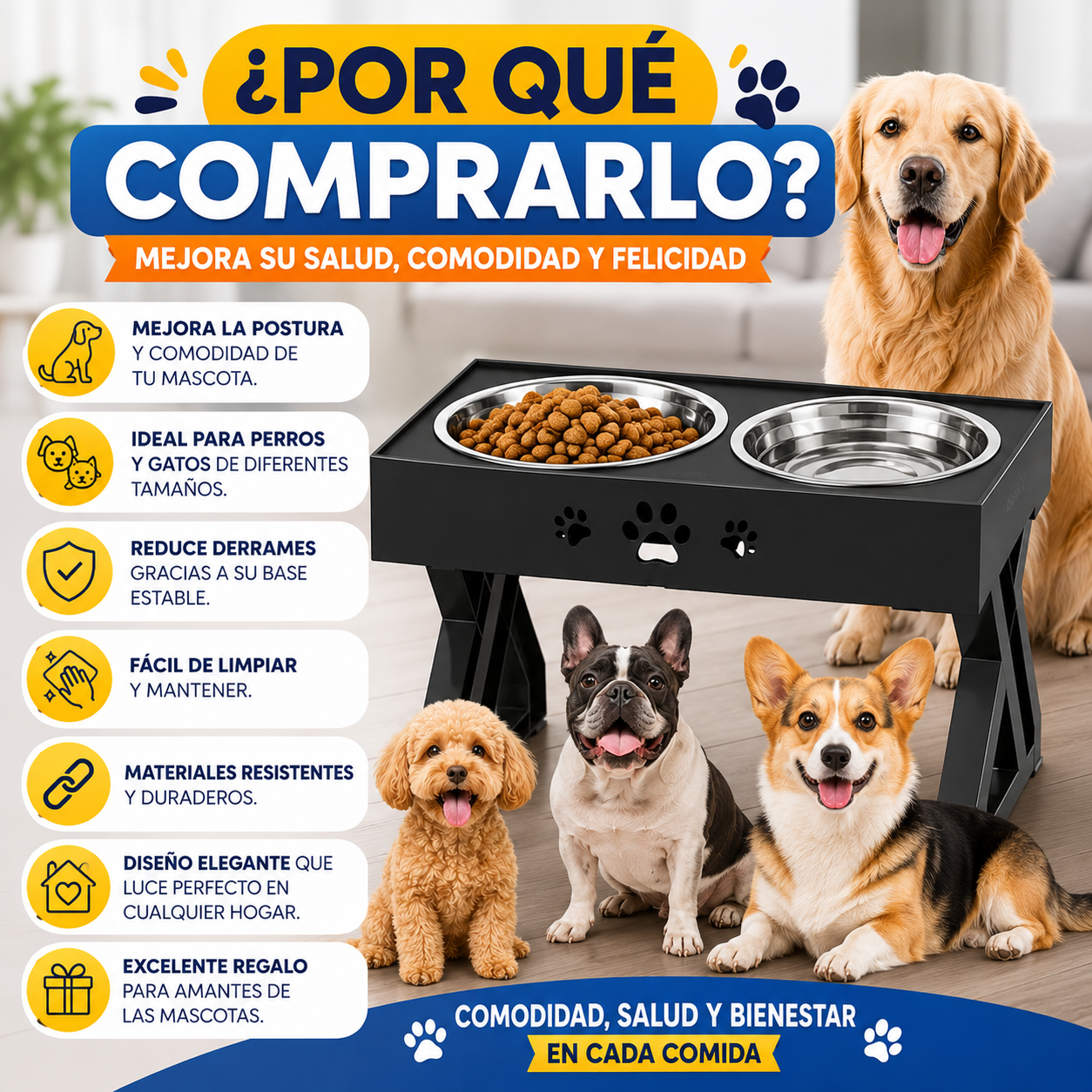Comedero Bebedero Ajustable Para Mascota