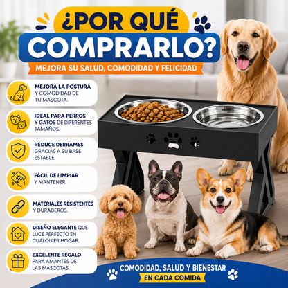 Comedero Bebedero Ajustable Para Mascota