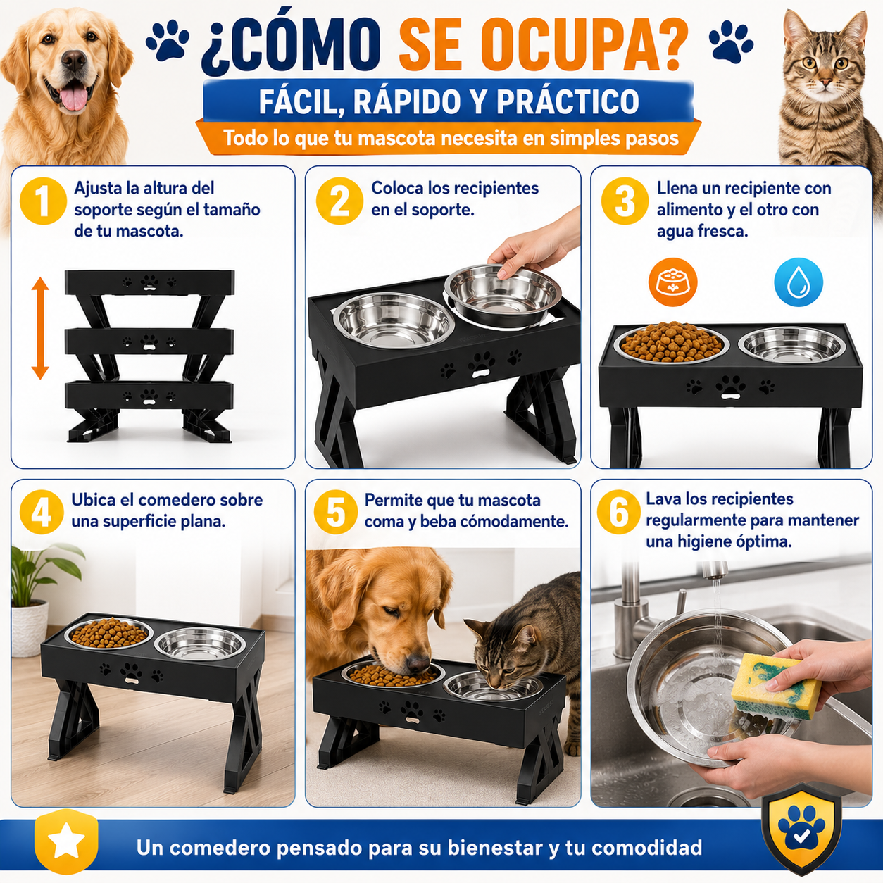 Comedero Bebedero Ajustable Para Mascota