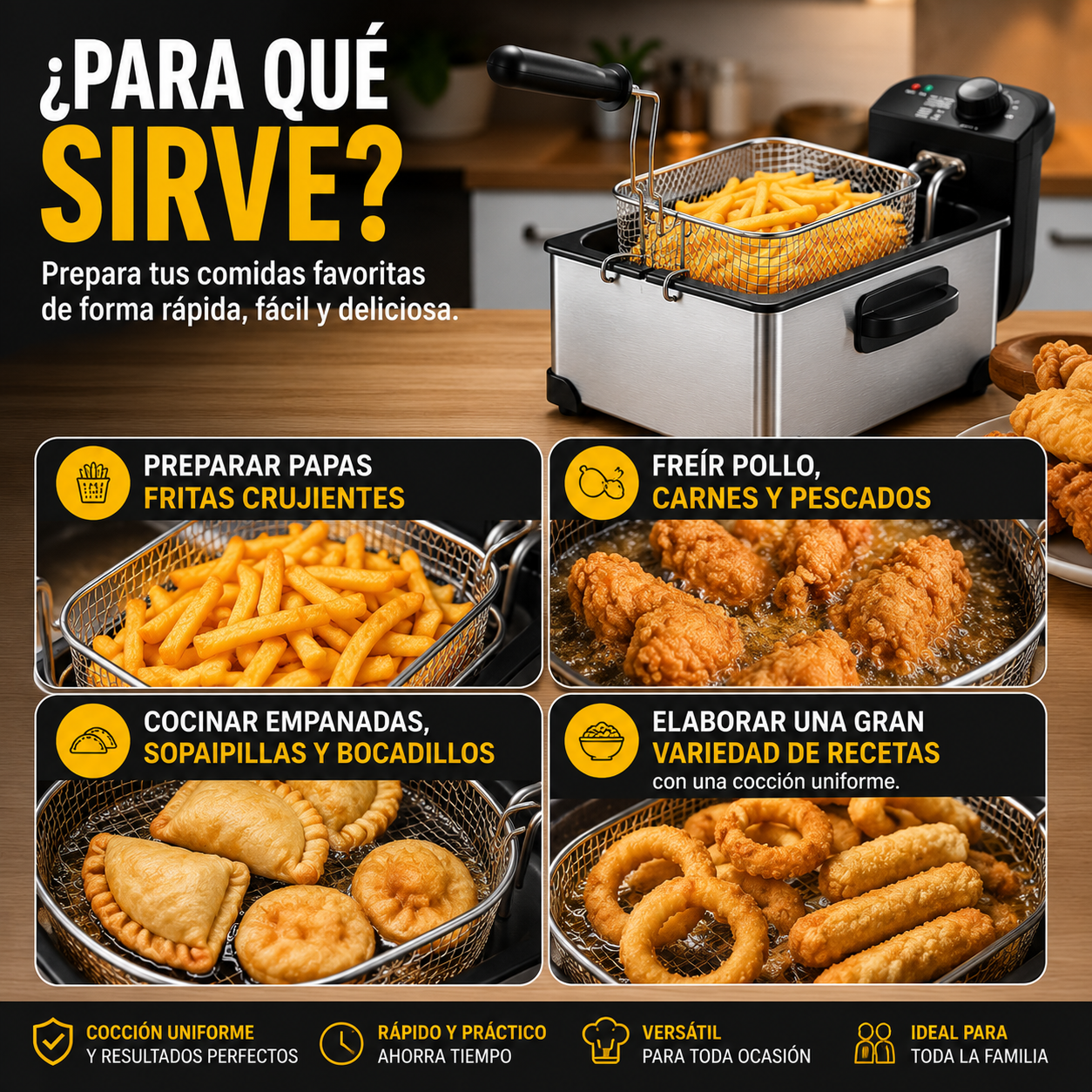 Freidora Profunda Acero Inoxidable 3 L