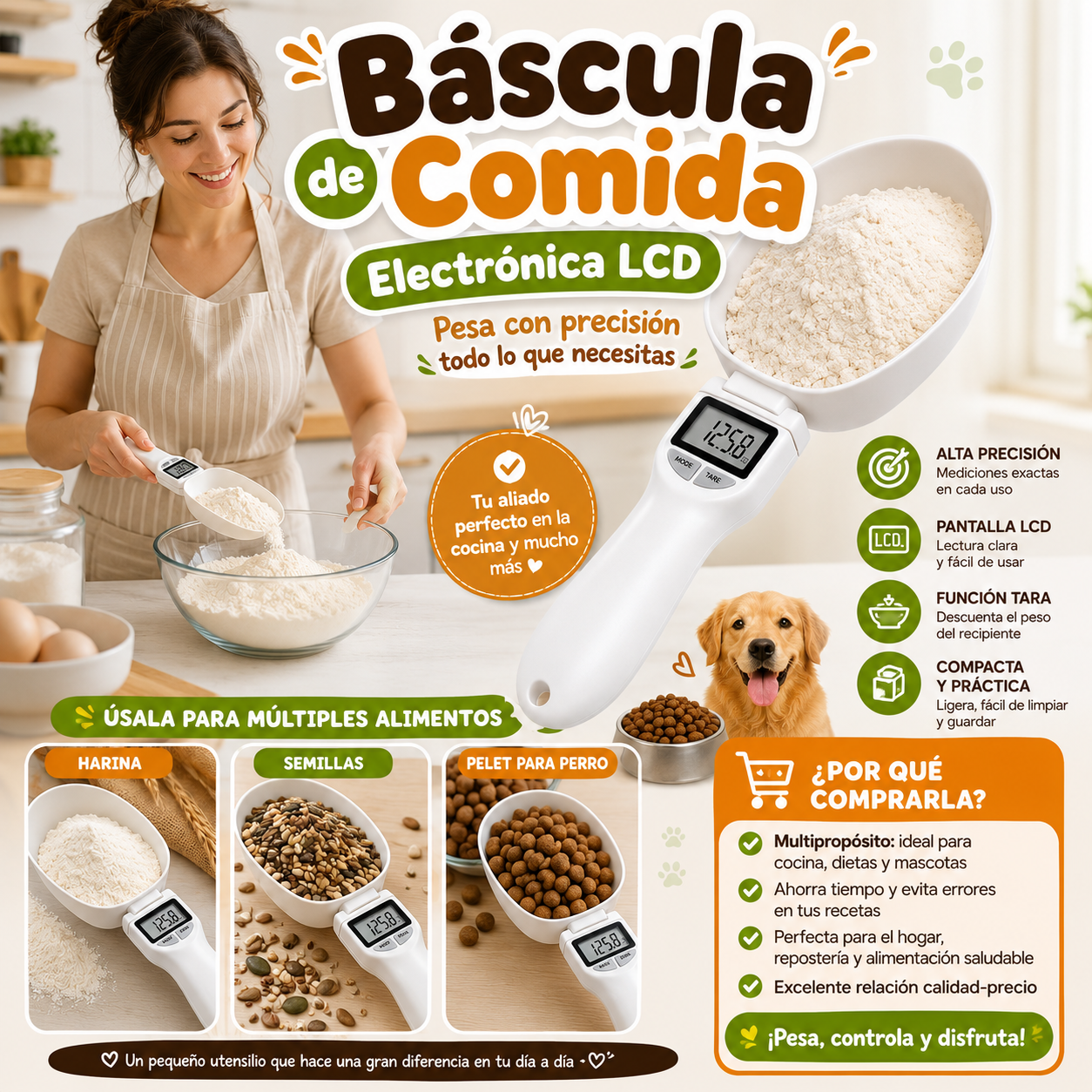Báscula de comida electrónica LCD