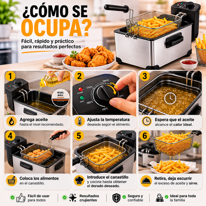 Freidora Profunda Acero Inoxidable 3 L