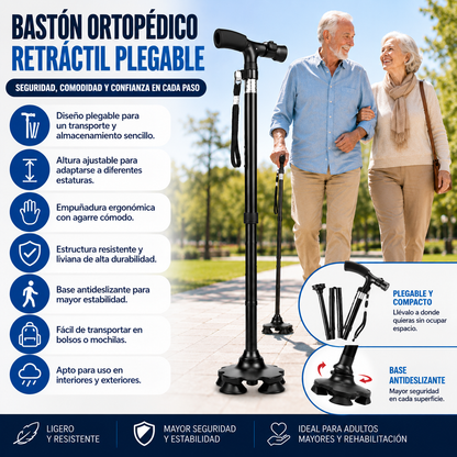 Bastón Ortopédico Retráctil Plegable