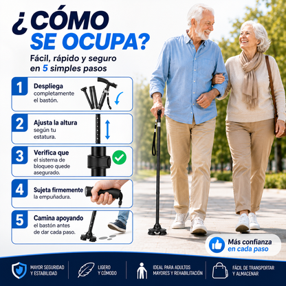 Bastón Ortopédico Retráctil Plegable