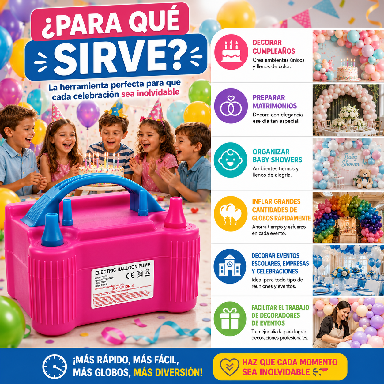 Bomba De Aire Electrica Para Fiestas