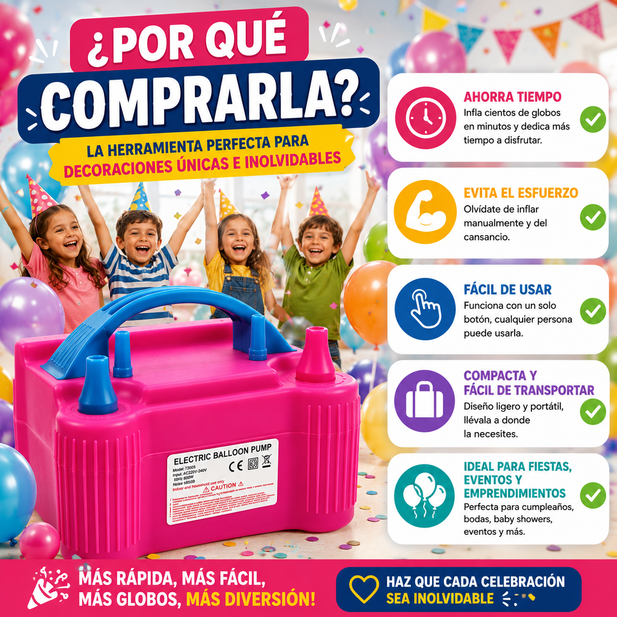 Bomba De Aire Electrica Para Fiestas