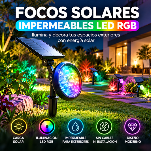 🌈 Ilumina tus Exteriores con Energía Solar y Colores RGB