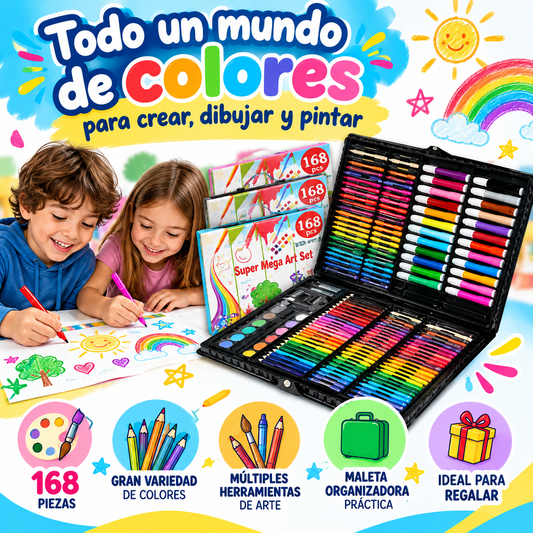 🎨 SET DE MEGA ARTE MALETA DE 168 PIEZAS