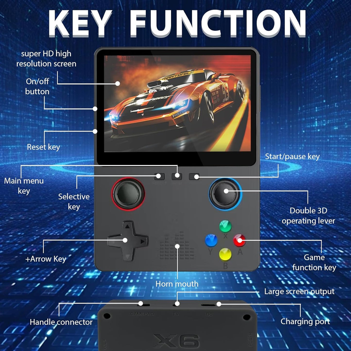 CONSOLA PORTÁTIL VIDEOJUEGOS RETRO x6