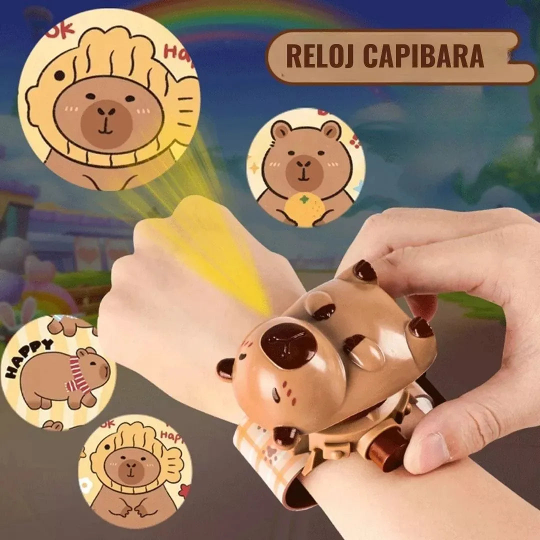 Reloj proyector Capibara para niños con diseño tierno y luz de proyección