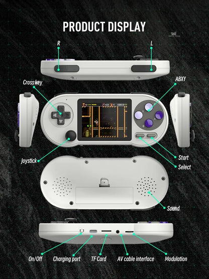 Consola de videojuegos portátil SF2000, dispositivo con 7 emuladores, 6000 juegos, compatible con mando inalámbrico, salida AV, 3 pulgadas.