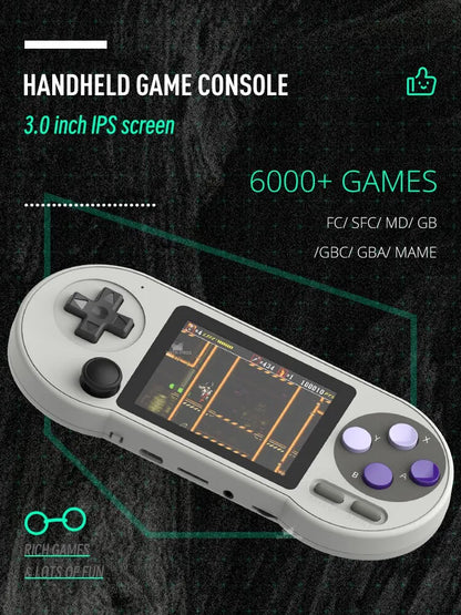 Consola de videojuegos portátil SF2000, dispositivo con 7 emuladores, 6000 juegos, compatible con mando inalámbrico, salida AV, 3 pulgadas.