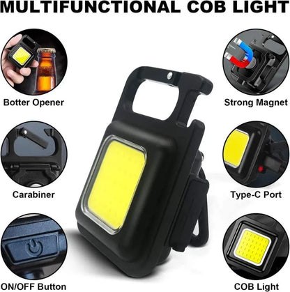 Mini linterna portátil COB para trabajo, luz LED magnética de bolsillo