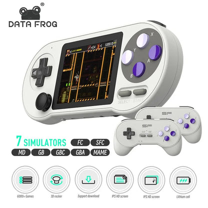 Consola de videojuegos portátil SF2000, dispositivo con 7 emuladores, 6000 juegos, compatible con mando inalámbrico, salida AV, 3 pulgadas.