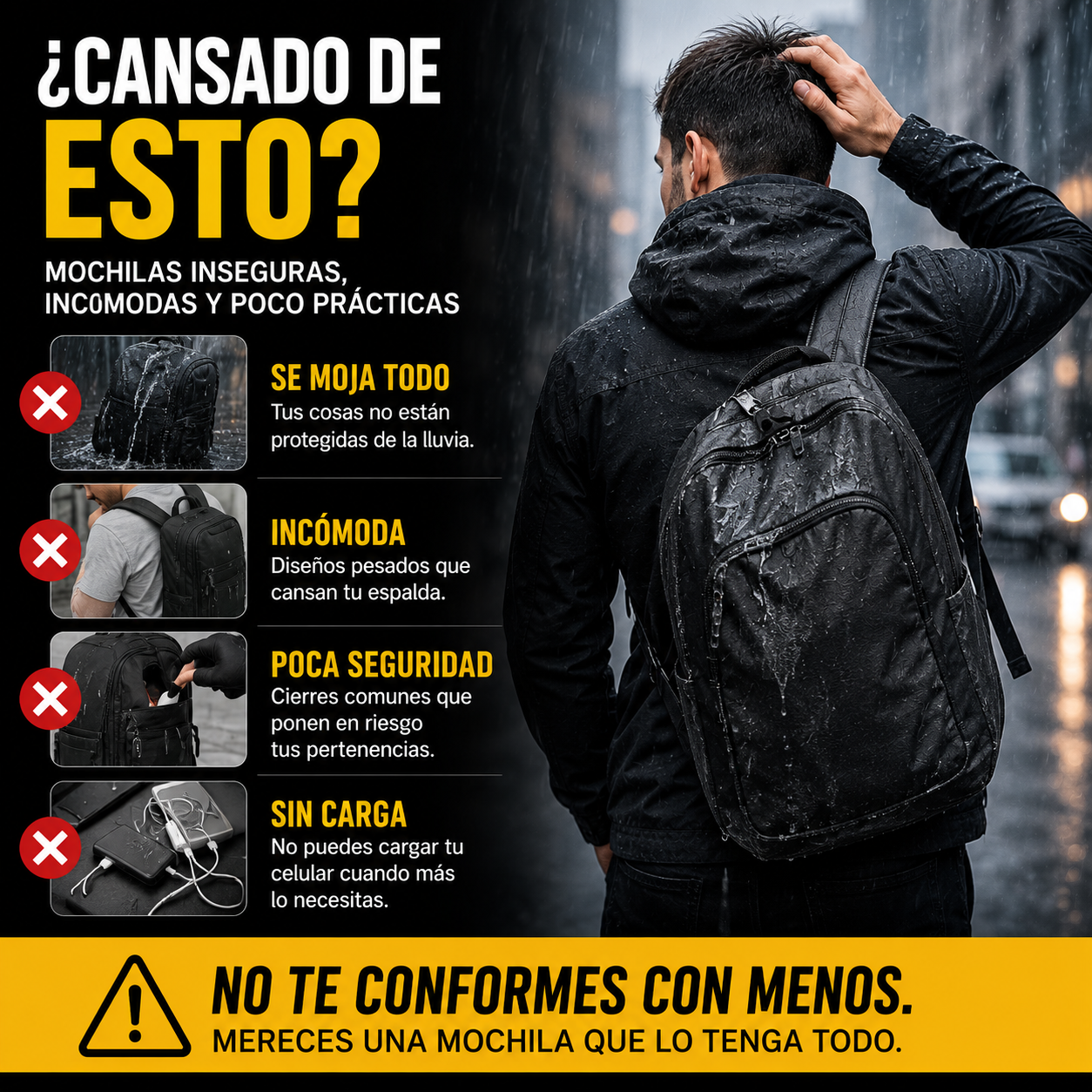BOLSO ANTIRROBO CON CARGA USB+BLOQUEO