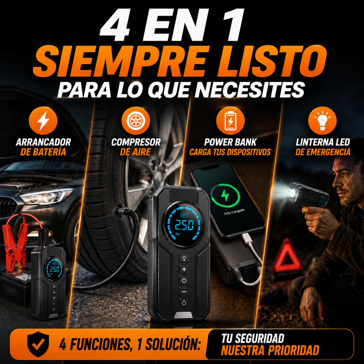 Compresor de Aire y Arrancador de Batería+ ENVÍO GRATIS 🚚