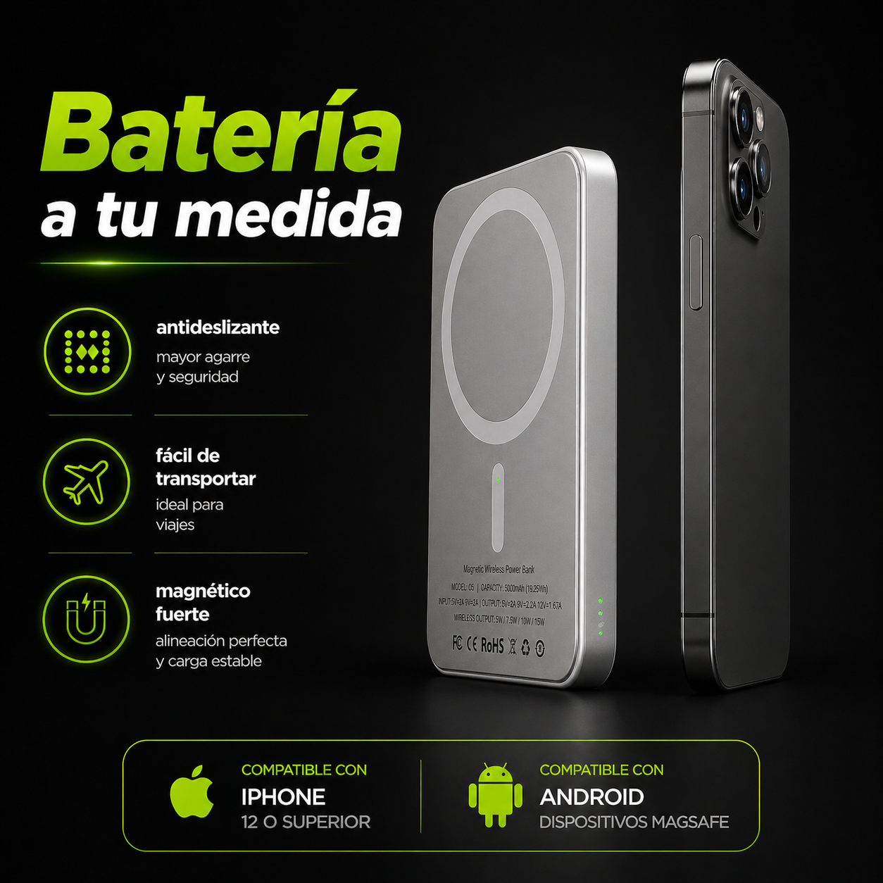 Batería Magsafe para productos Apple/Android-Energía sin límites + ENVÍO GRATIS 🚚