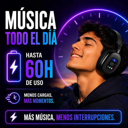 Akz Max600 Auriculares Inalámbricos Over-Ear con Pantalla Digital