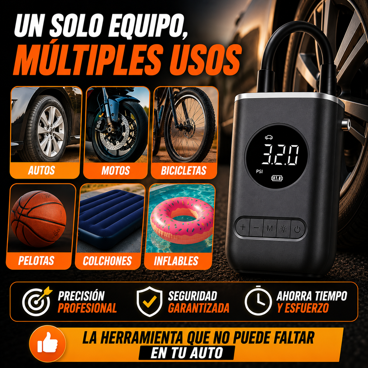 💫Inflador de Aire Portátil Recargable- Infla rápido y seguro💫 ✨+ ENVÍO GRATIS 🚚