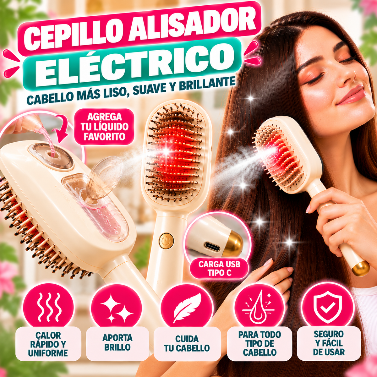 Cepillo Desenredador Capilar Vapor
