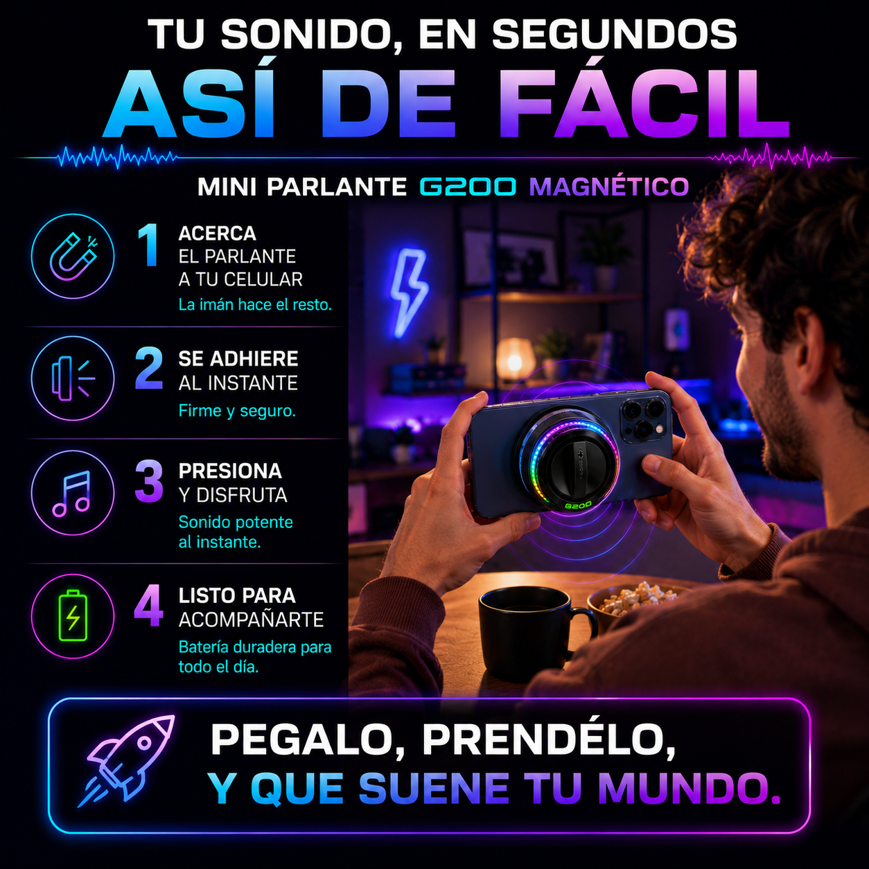 Mini Parlante Magnético portátil Multiuso-Sonido potente+ ENVÍO GRATIS 🚚